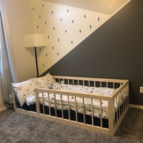 Diy toddler bed on floor. Montessori Floor Bed With Rails & slats Twin Size in 2020 ...