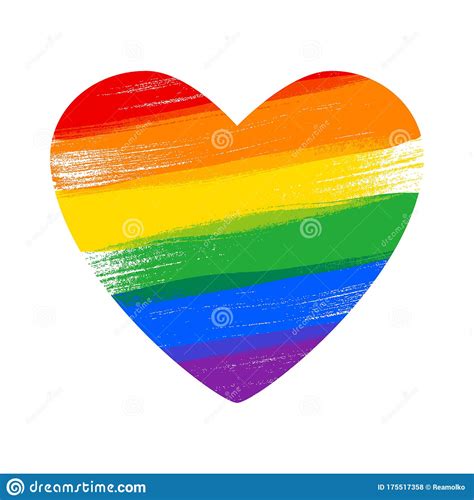 Heart In Rainbow Lgbt Flag Colors Paint Style Vector Illustration