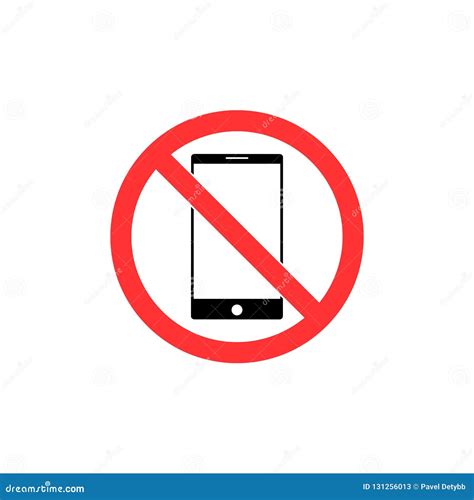 No Smartphone Sign Flat Design No Phone Icon Vector Illustration