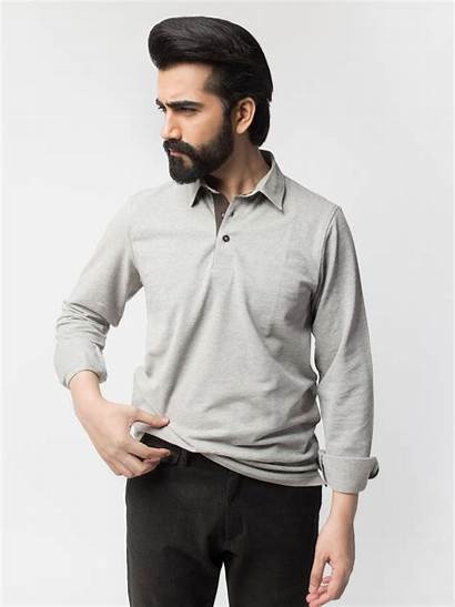 Polo Sleeve Grey Shirt