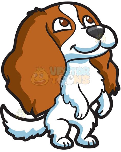 An Excited Beautiful Puppy With Long Ears Cartoon Stock Clip Art
