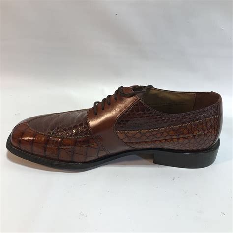 Stacy Adams Mens Loafer Dress Shoes Brown Snakeskin Leather Lace Up 9M