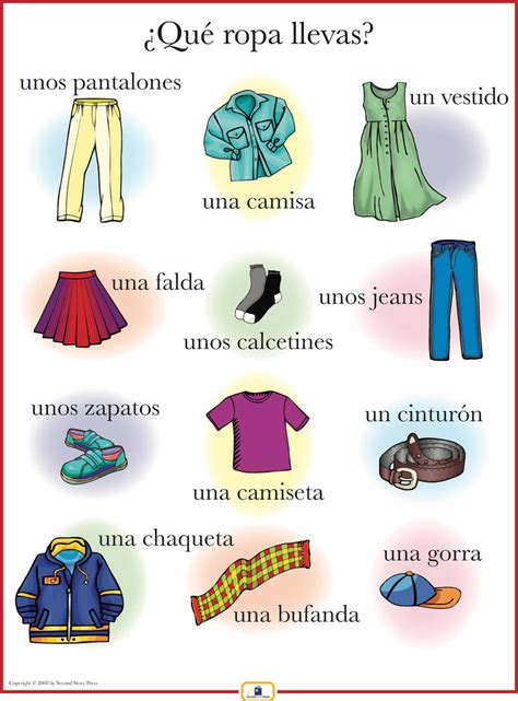 Spanish Clothing Poster Italian French And Spanish Language Teaching Posters Second Story Press