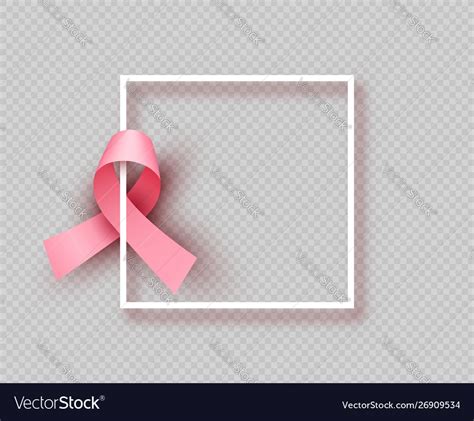 Pink Breast Cancer Ribbon Isolated White Frame Vector Image