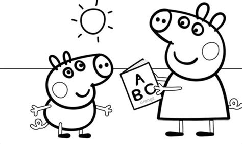 peppa-pig-y-su-hermano-jorge-estudiando-para-iluminar-y-colorear