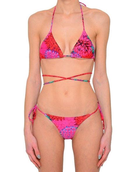 Reina Olga Synthetic Miami Halterneck Bikini Set In Pink Lyst UK