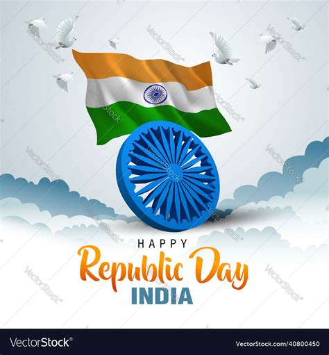 Happy Republic Day India 26 January Background Vector Image