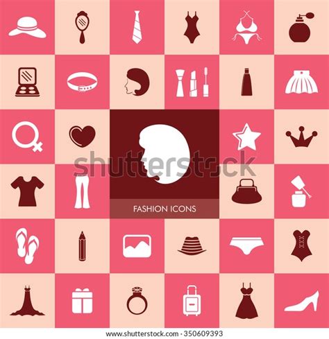 Beauty Fashion Icon Set Stock Vector Royalty Free 350609393