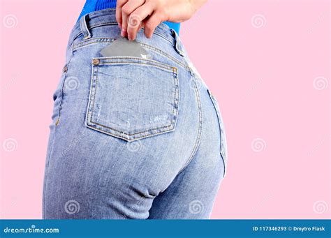 Woman Is Putting A Condom In Back Jeans Pocket Stock Image Image Of Adult Latex