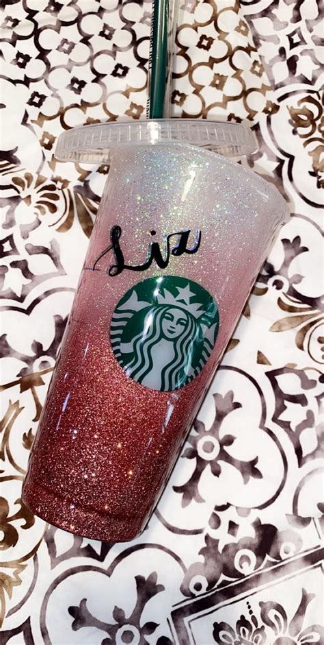 Bling Top Available Starbucks Cup Rose Gold Glitter Etsy Starbucks