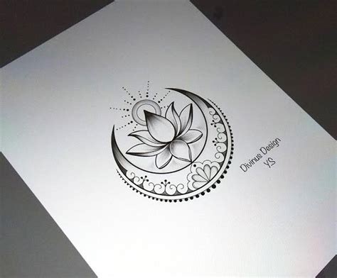 Diseño de tatuaje Lotus with Sun and Moon y Plantilla Etsy Lotus