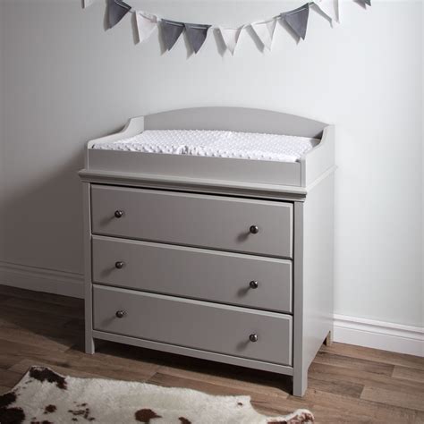 South Shore Cotton Candy Changing Table With Drawers Grey Grey