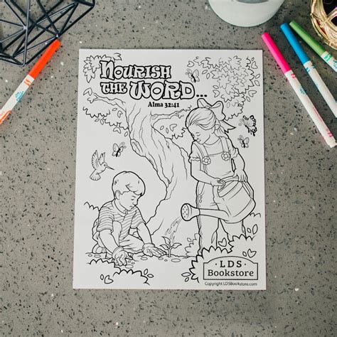 ⍟ animals ⍟ atonement ⍟ baptism ⍟ blessings ⍟ body ⍟ book of mormon stories ⍟ characters/figures ⍟ chari. Nourish the Word Book of Mormon Coloring Page - Printable
