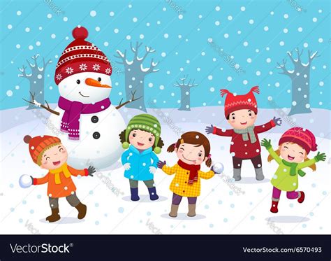 Illustration Of Kids Playing Outdoors In Winter Download A Free