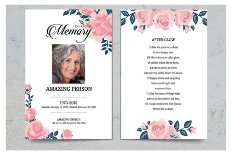 Find the perfect funeral flowers card image. Pink Flower Funeral Prayer Card Template Throughout Prayer Card Template For Word - CUMED.ORG ...
