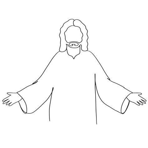 Religious Line Art Jesus Simple Sketch God Outline Drawing Vector