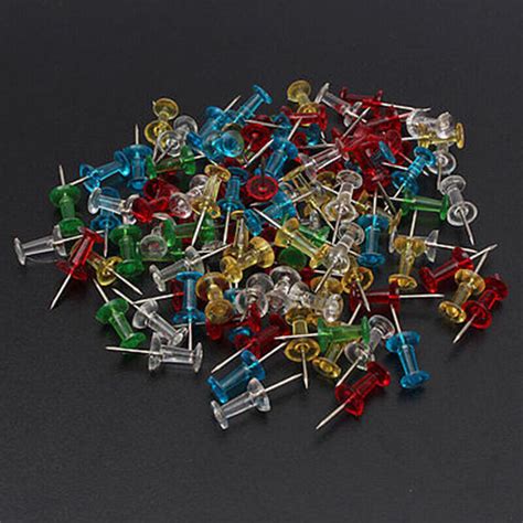 100pc Push Pin Assorted Multi Colored Push Drawing Pins Notice Cork