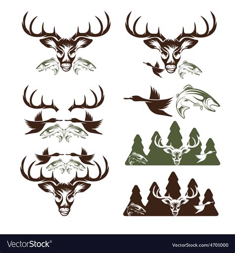 Set Of Vintage Hunting And Fishing Labels Vector Image