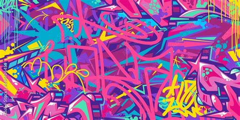 Abstract Colorful Urban Street Art Graffiti Style Vector Illustration Background Template Stock
