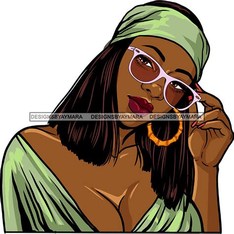 Sassy Black Woman With Green Headwrap In Color  Png Clipart Cricut