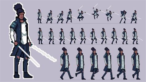 Premium Vector Character Pixel Art Animation Sprite Sheet Ready To Use Walk Cycle Run Hit