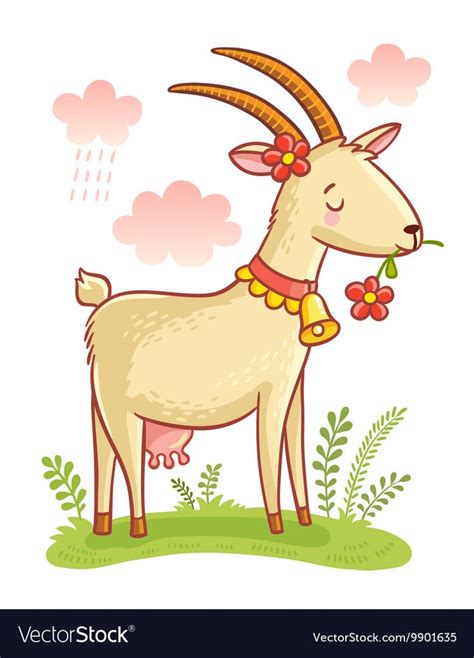 Cute Farm Animal Goat Colorful Illustration Of Cartoon Goat Download