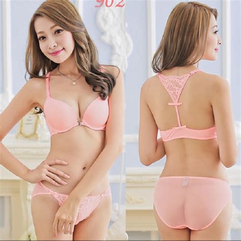 Women Bra Front Closure Y Line Straps Sexy Lace Racer Back Smooth
