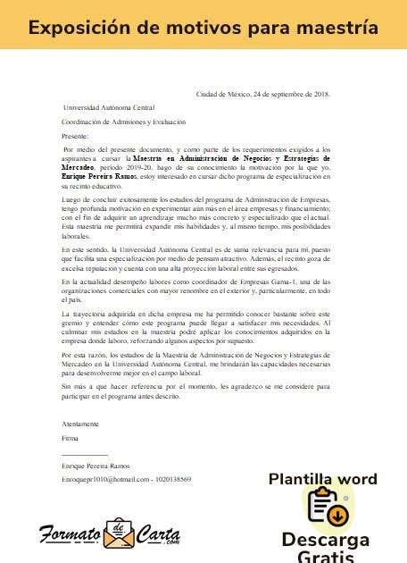 Formato Carta De Exposicion De Motivos Para El Saime  W Soalan