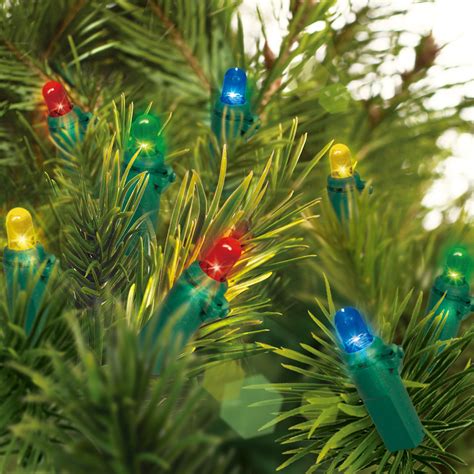 Holiday Time Battery Operated Led Mini Light Set Green Wire Multi Bulbs