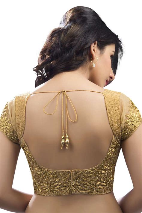 Buy Embroidered Blouse Goldresham Thread Work Bl1229 Online Blouse Back Neck Designs Sari