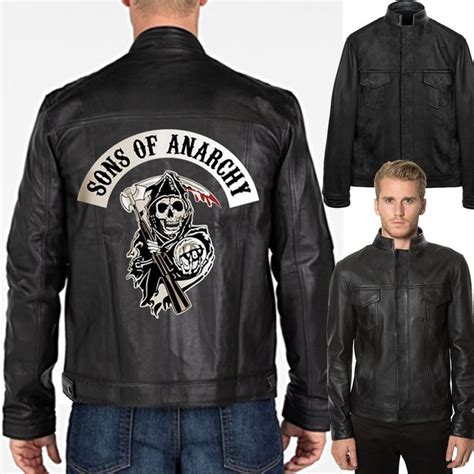 304us 62 Offsons Of Anarchy Mens Leather Jacket Stand Collar