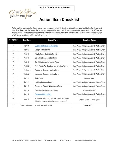 Action Item Checklist Templates At