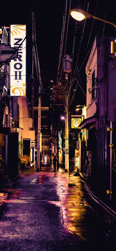 Free Download Iphone Wallpaper Street City Alley Night Lights Iphone Xs