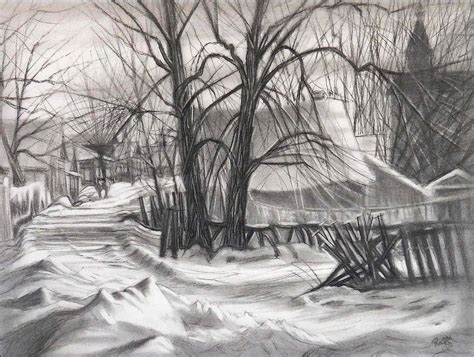 Snow Scene Drawing By Raffi Jacobian