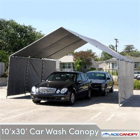 In the event of bad weather like rain and lightening it's always best to reschedule an exterior wash, but a many cars will fit under a couple of 10′ x 10′ units with no problem, but it's nice to have the extra. 10x30 Car Wash Canopy