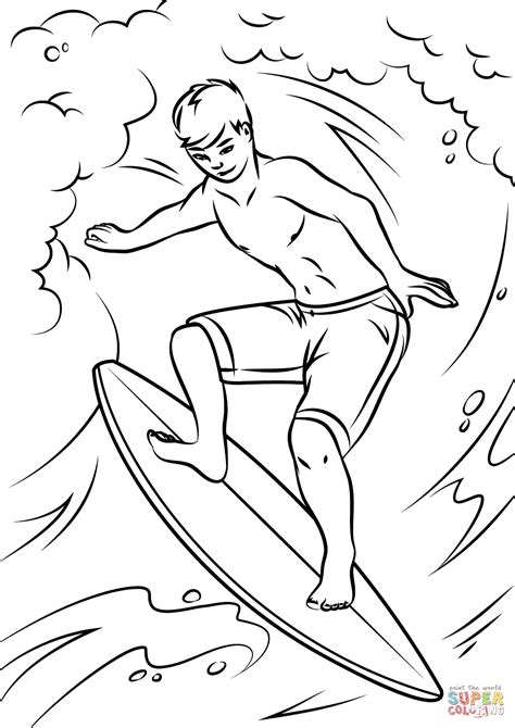 Surfing coloring page reviewed by alna on tuesday, january 28th, 2014. Cool Surfer coloring page | Free Printable Coloring Pages