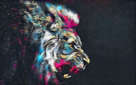 3840x2400 Abstract Artistic Colorful Lion 4k Hd 4k Wallpapersimages