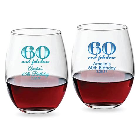 24 60th Birthday Stemless Wine Glasses Adult Birthday Party Etsy