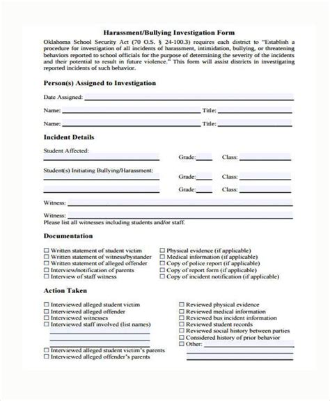 Free 7 Sample Harassment Complaint Forms In Ms Word Pdf