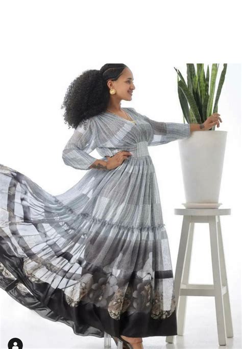 Ethiopian Eritrean Habesha Chiffon Dress Ariftibeb