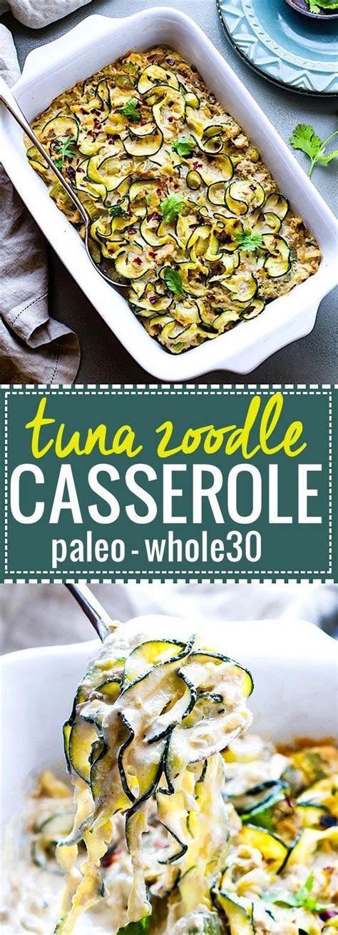I am not a huge zucchini fan but my hubby insists on planting them every year. Paleo Tuna Green Chile Zoodle Casserole. An EASY paleo ...
