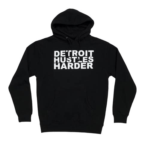 Detroit Hustles Harder Pullover Hoodie Blackwhite City Man Usa