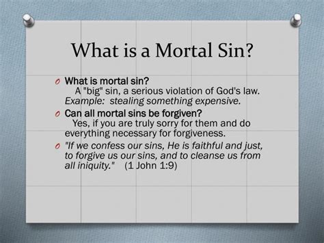 Mortal and venial sin worksheet