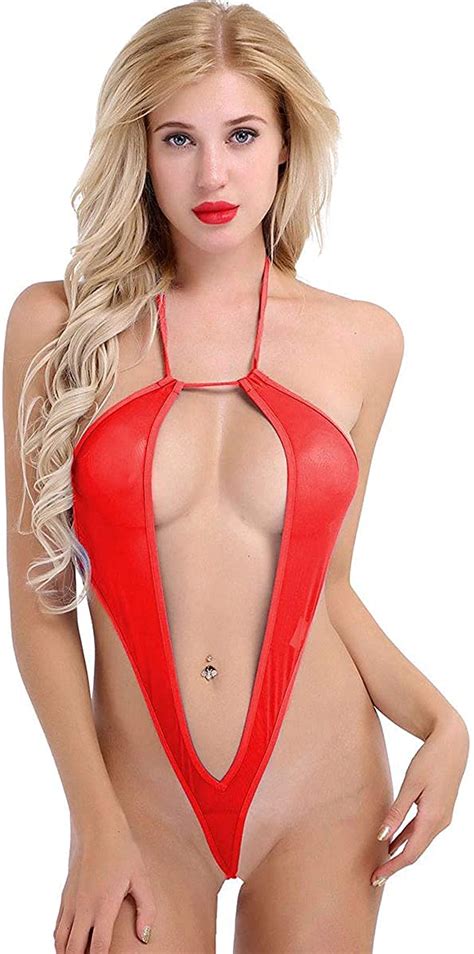 Buy Evababy Sexy Monokini For Women Sheer Mesh One Piece Halter Teddy Lingerie Open Front Micro