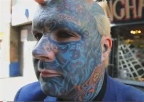 britain s most tattooed man becomes first to brand his face with 3d artwork [video]