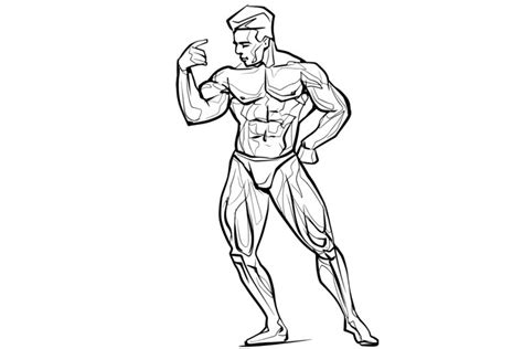 Bodybuilder Muscled Man Vector Illustration