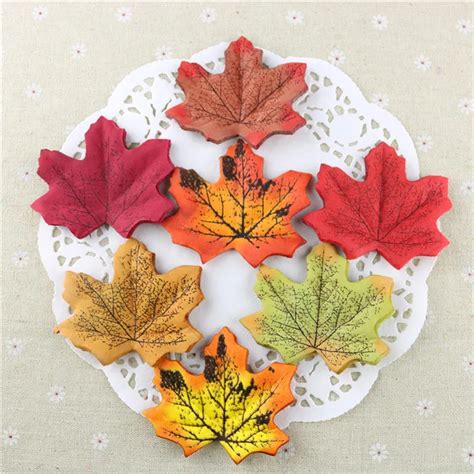50pcs Artificial Silk Maple Leaves For Home Wedding Party Decoration Craft Multicolor Fall Vivid