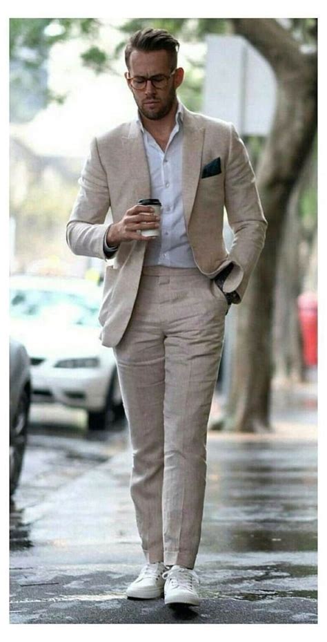 High End Suits Retro Beige Linen Men Suit Casual Wedding Suit Fo