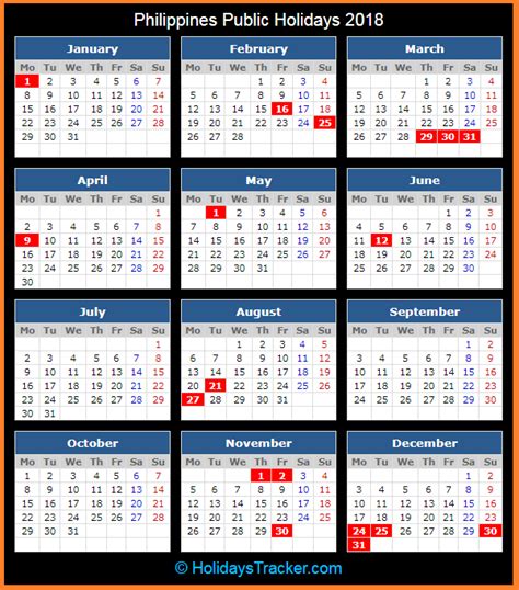 Philippines Public Holidays 2018 Holidays Tracker