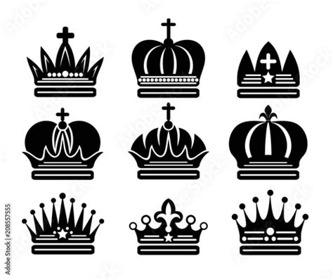 Crown King And Queen Silhouettes Art Vector Design Stock Vector
